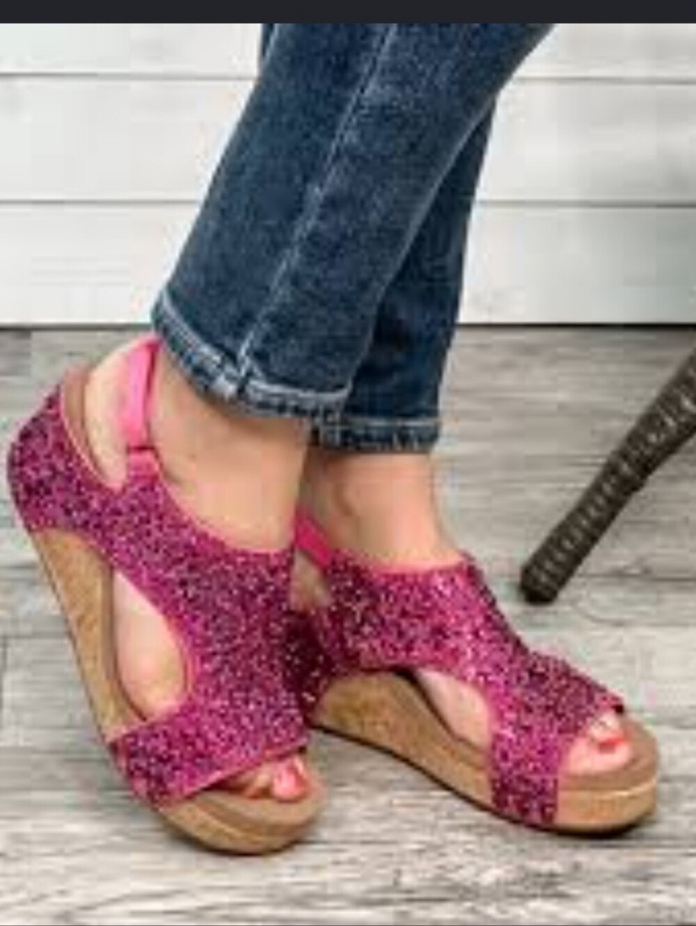 Corkeys Women's Glitter Wedge Sandals